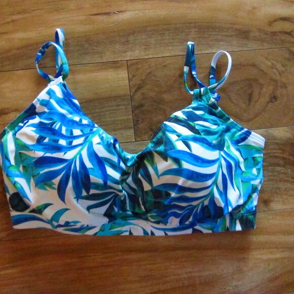 SUNSETS Blue Floral Underwire Bikini Top size 38DD - Picture 1 of 6
